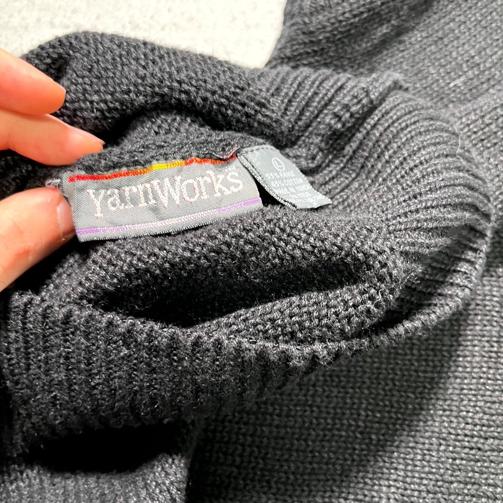 Vintage YarnWorks Vest Sweater Womens Large Black Ramie V Neck Sleeveless Winter - Picture 2 of 7